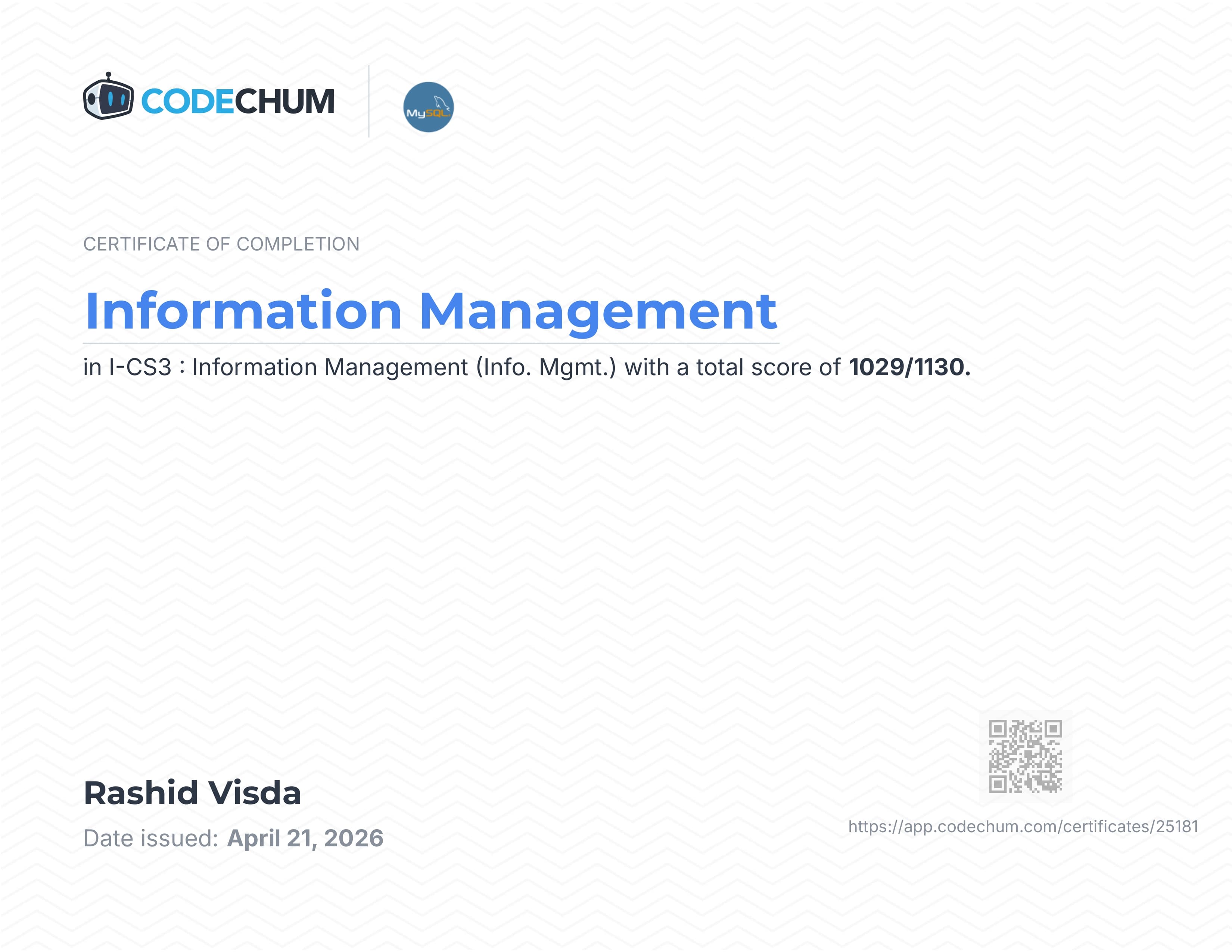 information-management-completion-certificate